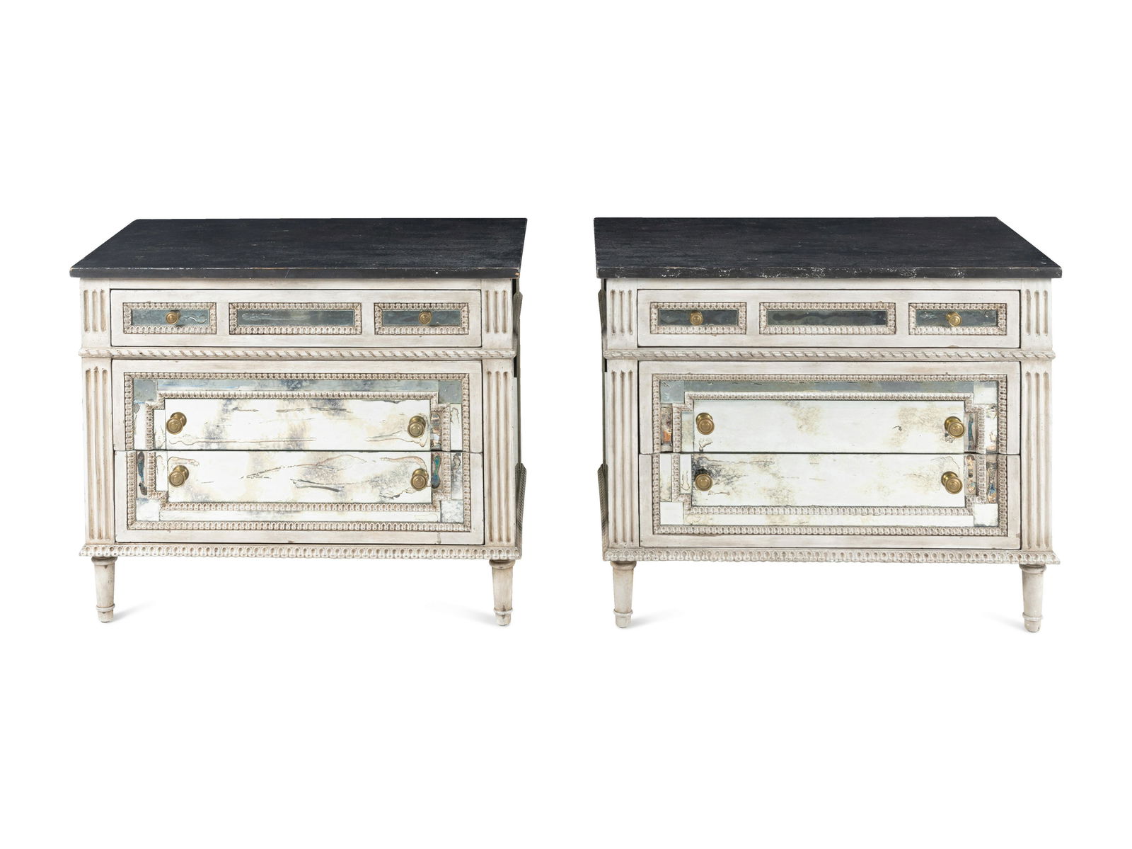 A Pair of Amy Howard Painted and Mirror Veneered Commodes (1 of 5)