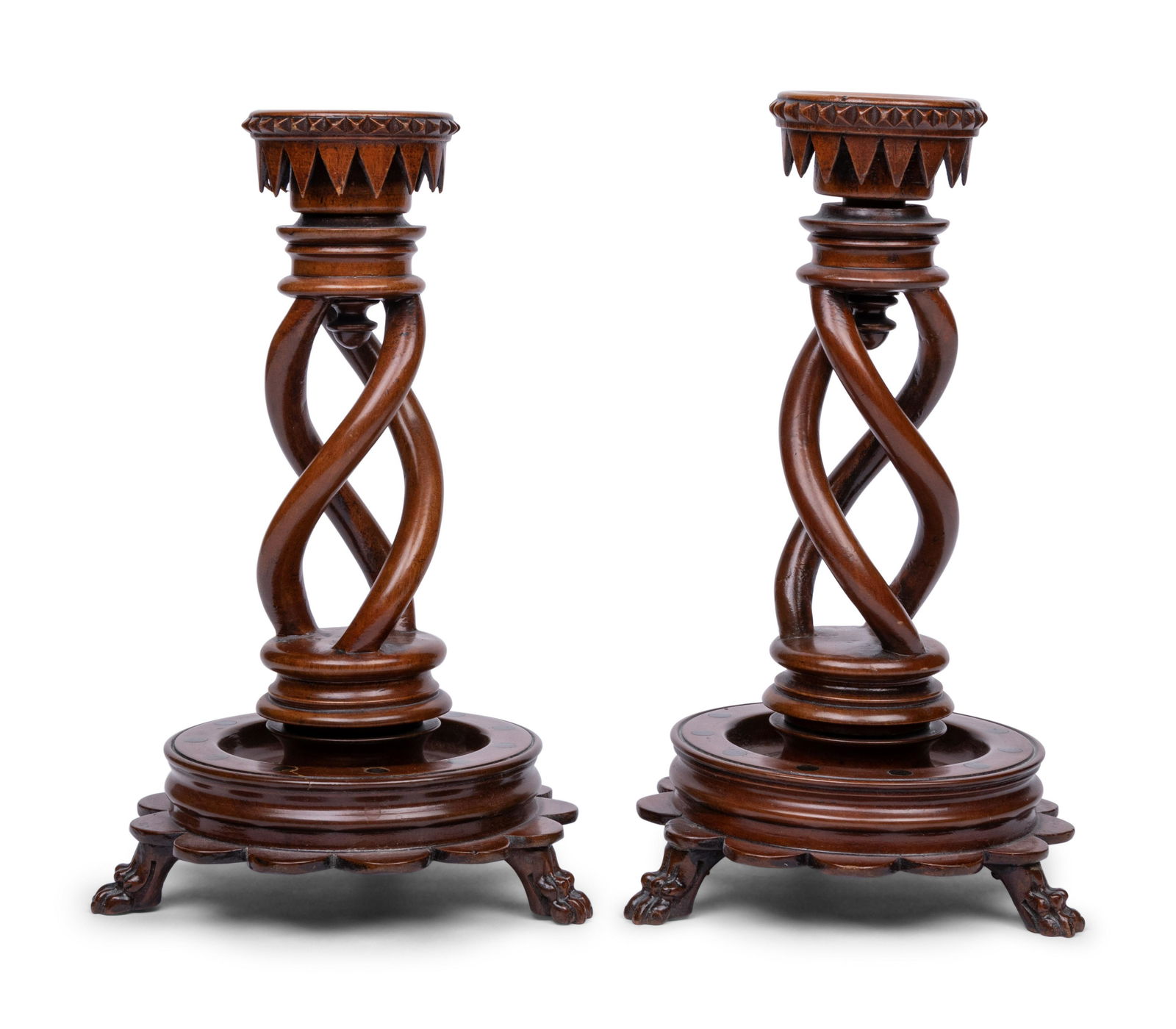 A Pair of Victorian Carved Walnut Candlesticks (1 of 3)