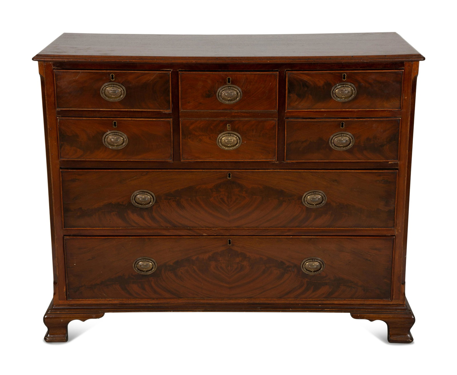 A George III Mahogany Chest of Drawers: A George III Mahogany Chest of Drawers 19th Century Height 35 x width 44 1/2 x depth 18 inches. This lot is located in Palm Beach.
