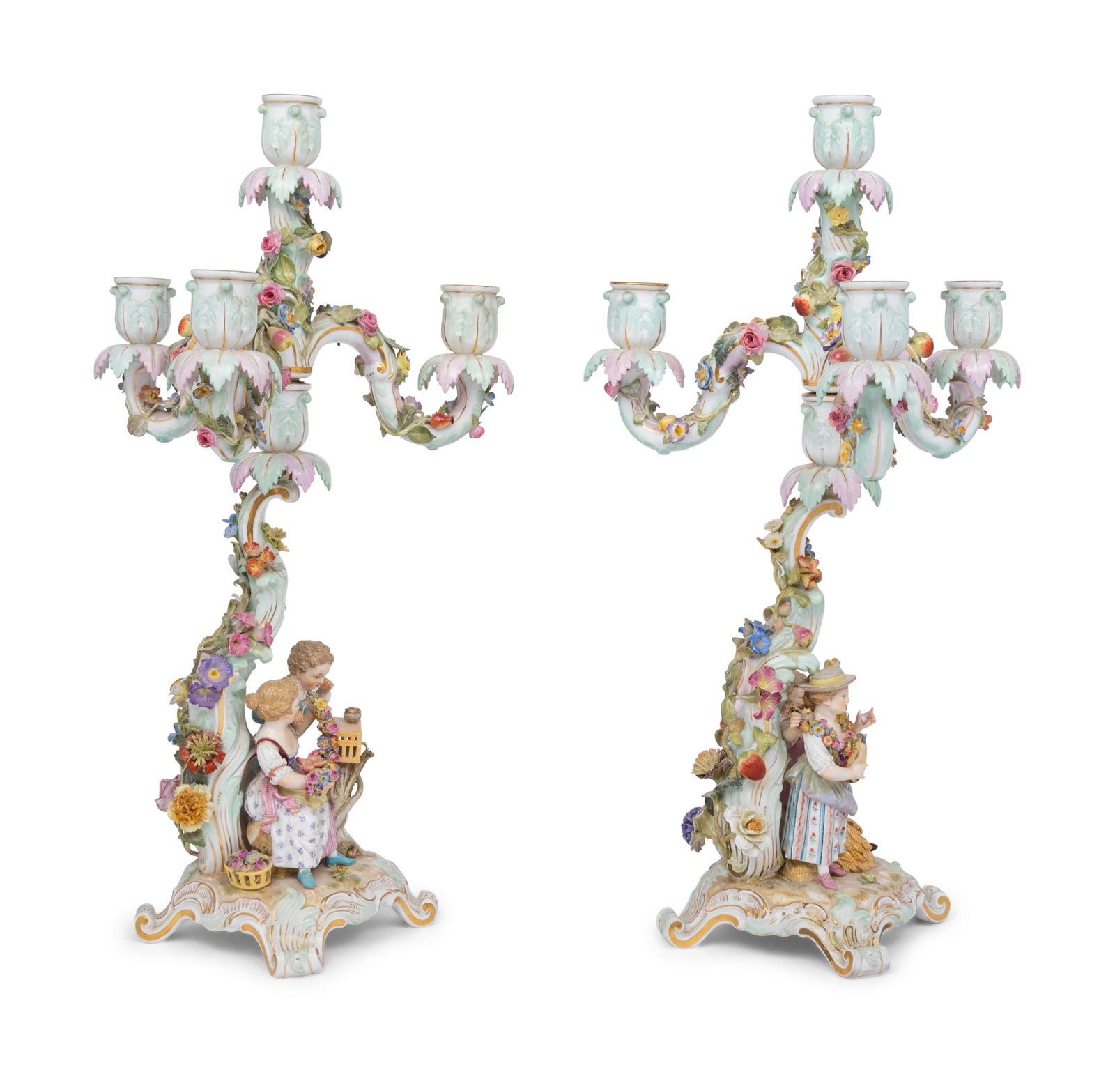 A Pair of Meissen Porcelain Candelabra (1 of 5)