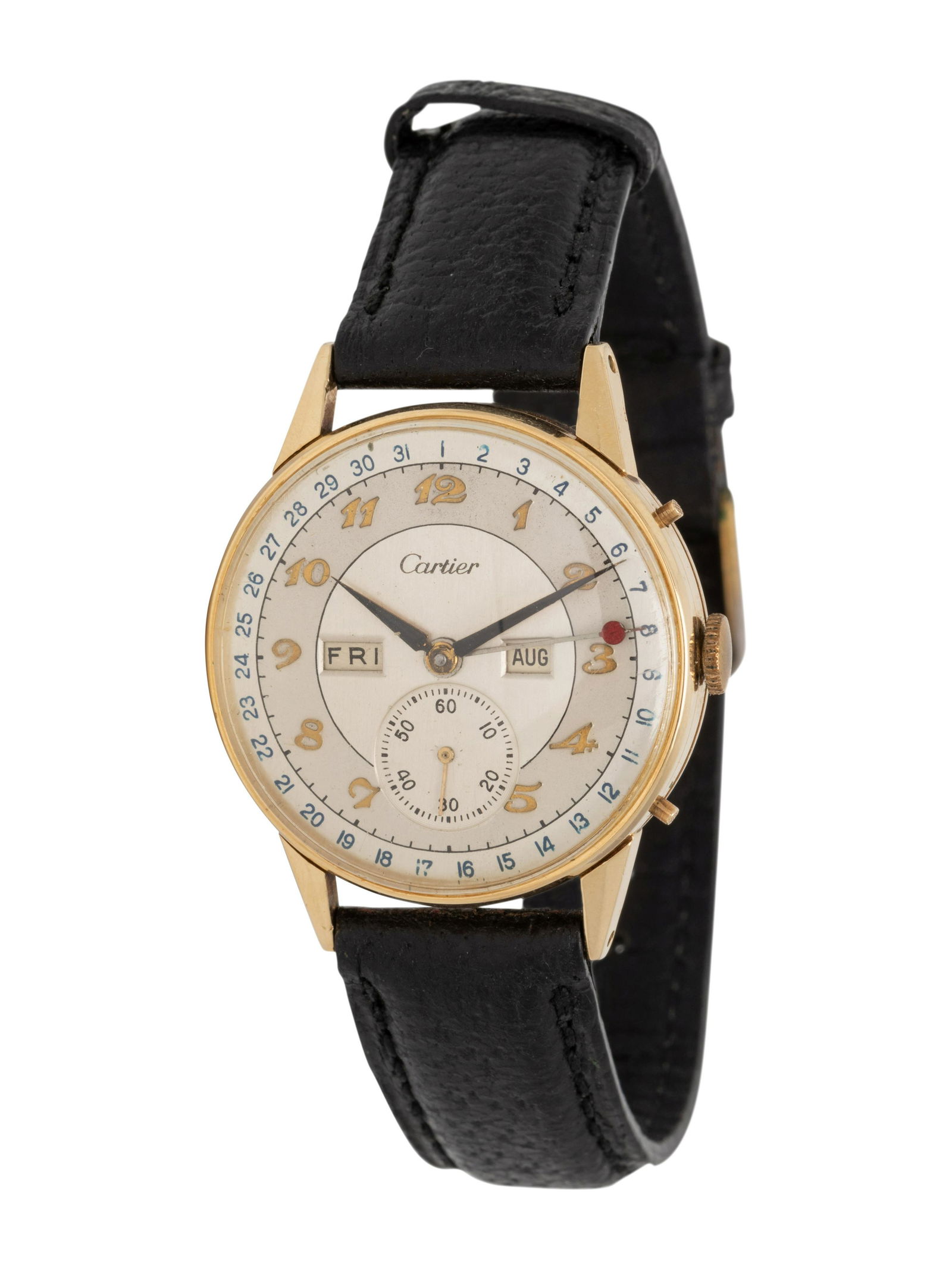 MOVADO RETAILED BY CARTIER, 14K YELLOW GOLD 'CALENDOGRAPH' WATCH (1 of 3)