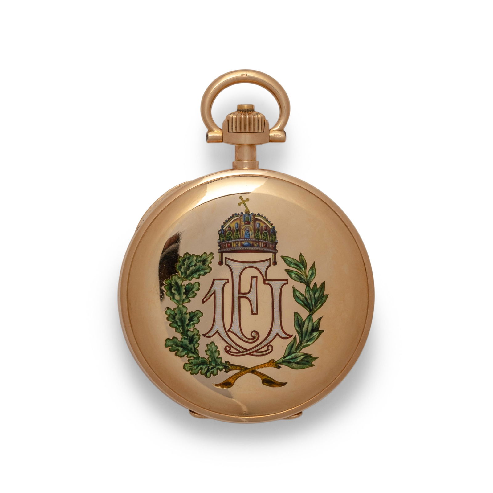 PATEK PHILIPPE & CIE., 18K YELLOW GOLD HUNTING CASED LEVEL WITH ENAMEL IMPERIAL ARMS OF EMPEROR (1 of 4)