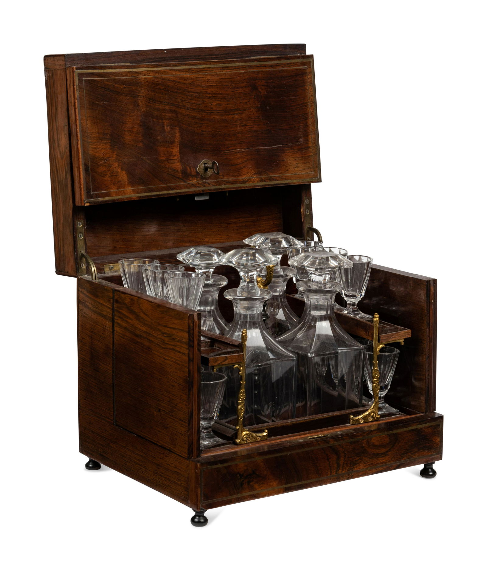 A French Mahogany and Brass Mounted Cave à Liqueur (1 of 4)