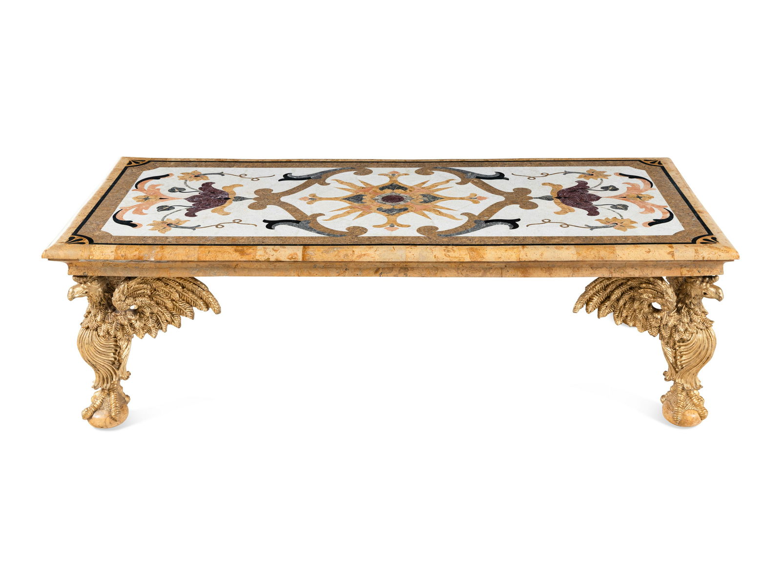 A Continental Giltwood and Inlaid Marble-Top Low Table (1 of 5)