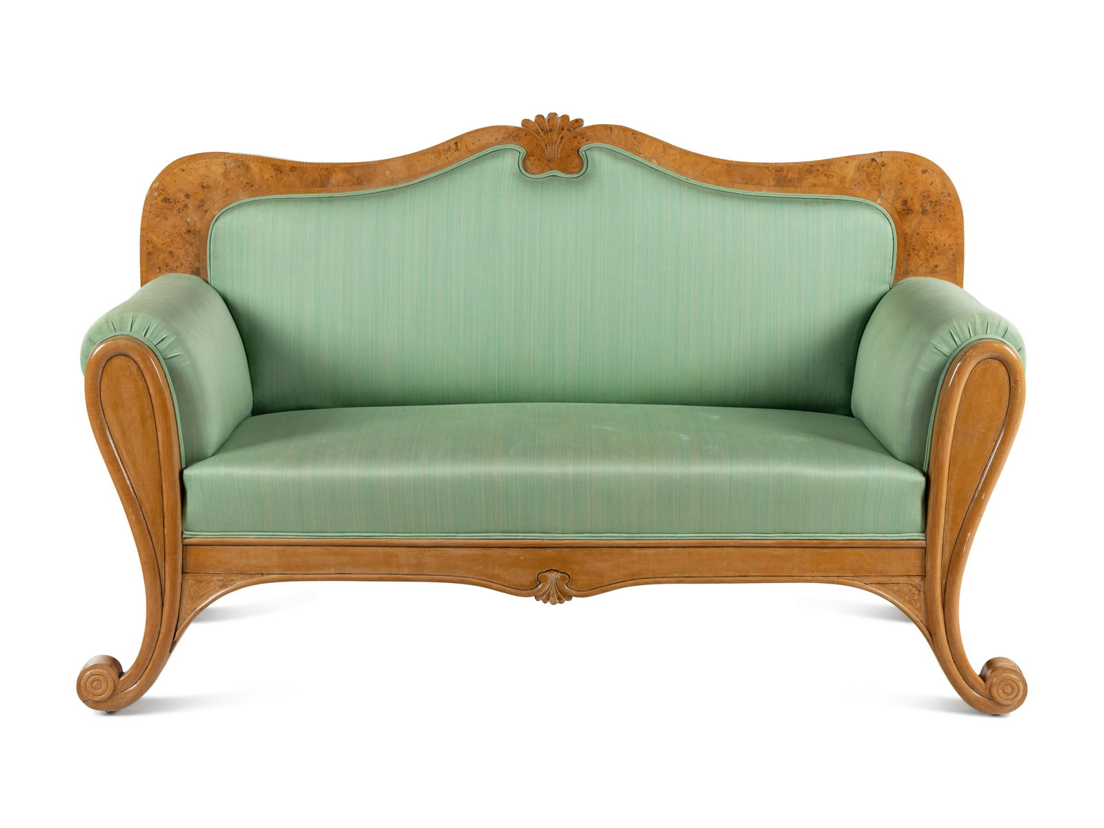 A Biedermeier Cherry and Poplar Settee: A Biedermeier Cherry and Poplar Settee Vienna, Circa 1835 Height 41 x width 66 1/2 x depth 27 inches. This lot is located in Chicago. Provenance: Rita Bucheit, Ltd., Chicago, July 1993 (with copy of i