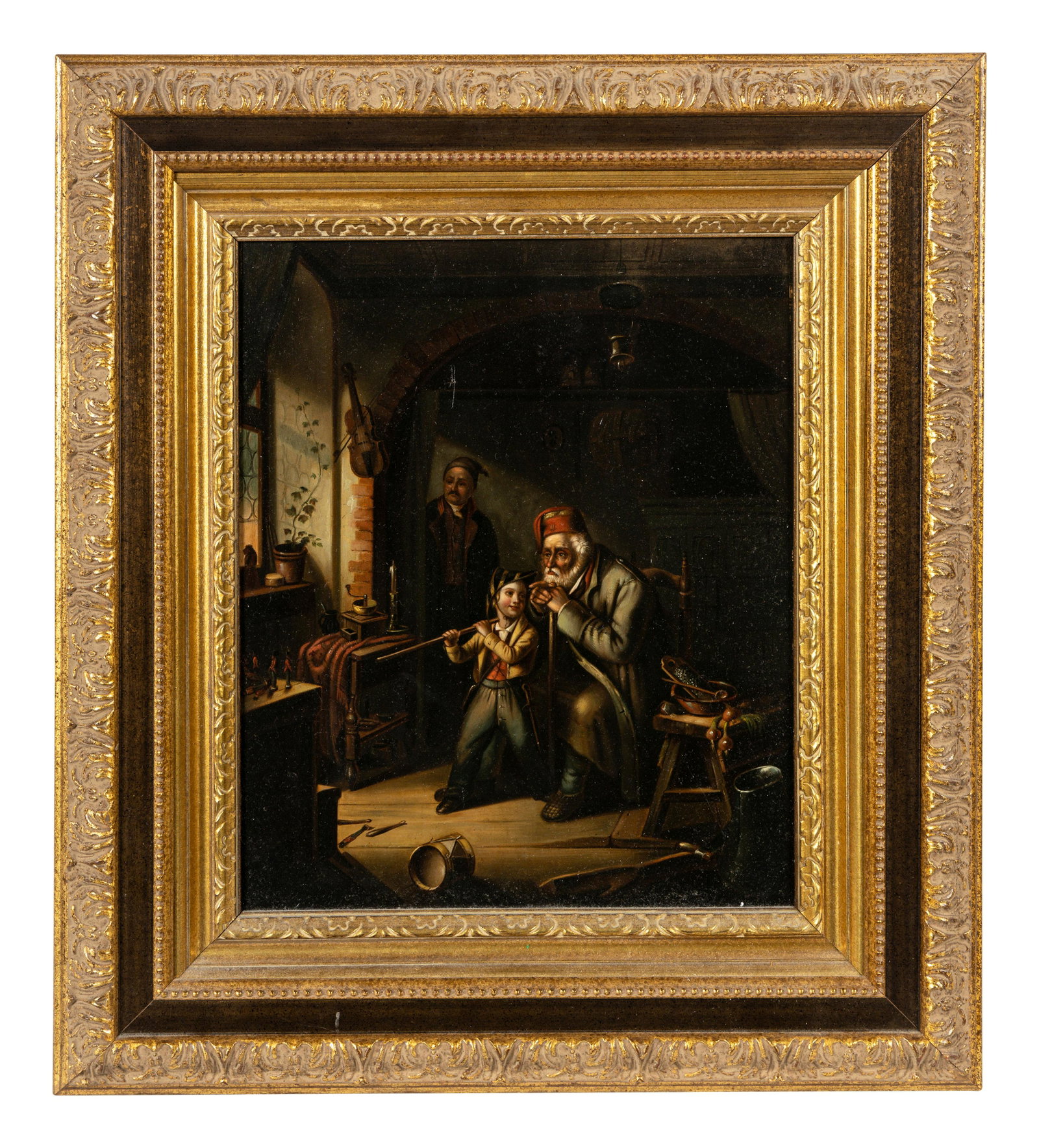 After Camille Alfred Pabst, 19th Century: After Camille Alfred Pabst, 19th Century First Military Lesson oil on copper 15 1/2 x 12 5/8 inches. This lot is located in Chicago.