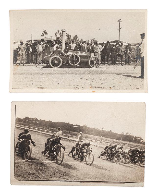 [EPHEMERA]. A group of 52 RPPCs & photographs of automobiles, bicycles, and motorbikes.: [EPHEMERA]. A group of 52 RPPCs & photographs of automobiles, bicycles, and motorbikes. The lot is comprised of approx. 33 real photo postcards, 3 1/2 x 5 1/2 in., or smaller, several unused, and 