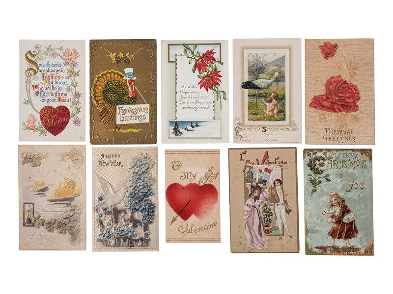 [EPHEMERA]. Large collection of over 500 antique and vintage holiday postcards.: [EPHEMERA]. Large collection of over 500 antique and vintage holiday postcards. The lot is comprised of more than 500 lithographed postcards and printed items. The following holidays and special occas