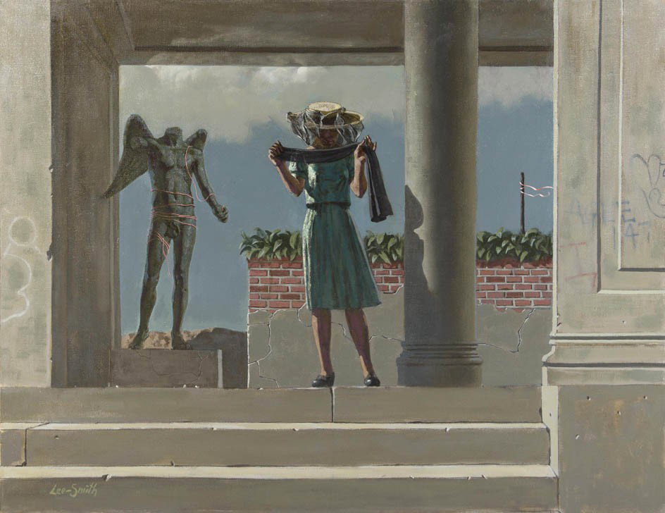 Hughie Lee-Smith, (American, 1915-1999), The Veil: Hughie Lee-Smith (American, 1915-1999) The Veil oil on canvas signed Lee-Smith (lower left) 36 x 46 inches.