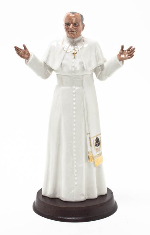 A Royal Doulton Porcelain Figure, Height 10 inche: A Royal Doulton Porcelain Figure, His Holiness Pope John Paul II, designed by Eric Griffiths, H.N. 2888. Height 10 inches.