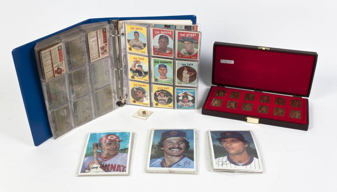 A Collection of Baseball Cards,: A Collection of Baseball Cards, many from the 1950s and 1960s, comprising 1953 Bowman examples including a Stan Musial (No. 32), a 1954 Bowman Whitey Ford (No. 177), three 1959 Topps Yogi Berra exampl