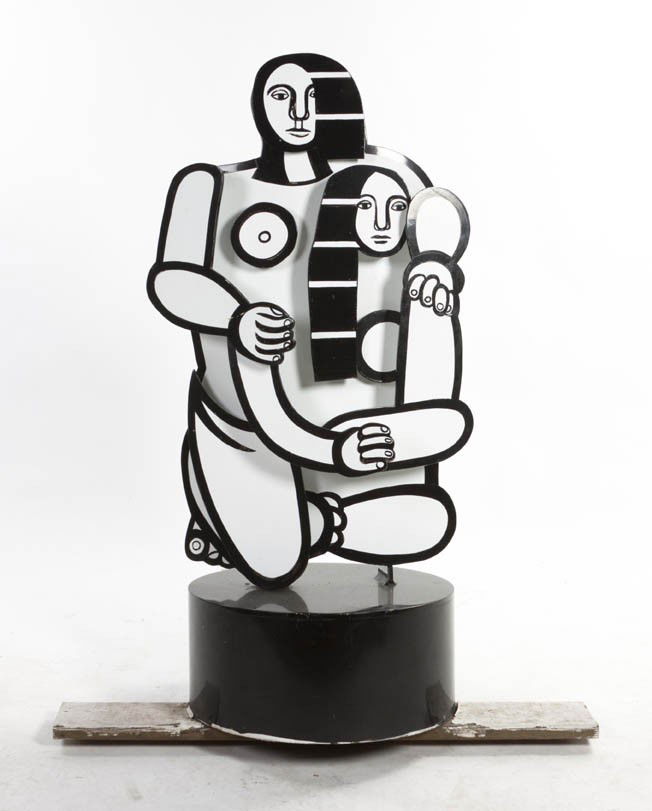 After Fernand Leger, (French, 1881-1955), Les Deu: After Fernand Leger (French, 1881-1955) Les Deux Figures painted metal Height 45 inches.