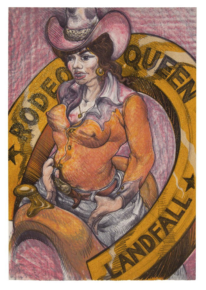 Luis Jimenez, (American, 1940-2007), Rodeo Queen,: Luis Jimenez (American, 1940-2007) Rodeo Queen, 1981 color lithograph edition 12/50, signed Luis Jimenez and dated (lower left) 43 x 28 inches. Property from the Estate of Tom G. and
