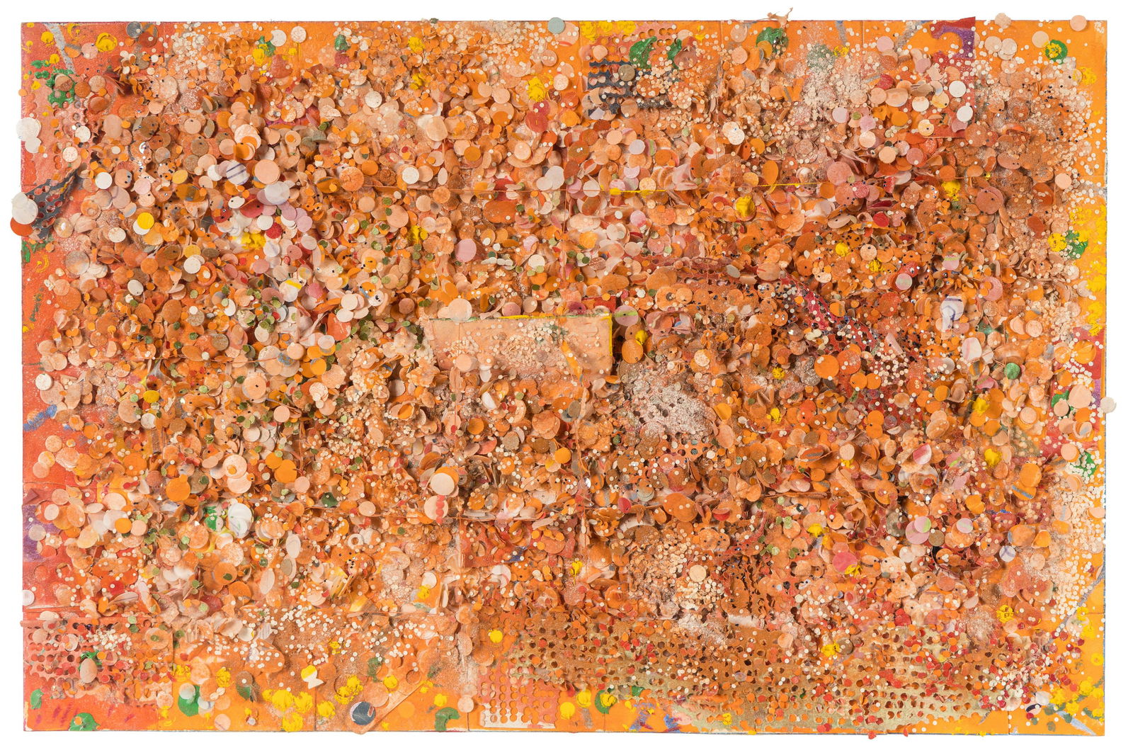 Howardena Pindell (American, b. 1943) Untitled #83, 1977: Howardena Pindell (American, b. 1943) Untitled #83, 1977 acrylic, watercolor, gouache, powdered pigment, thread and spray adhesive signed Howardena Pindell, titled and dated (lower right) 12 1/2 x 28