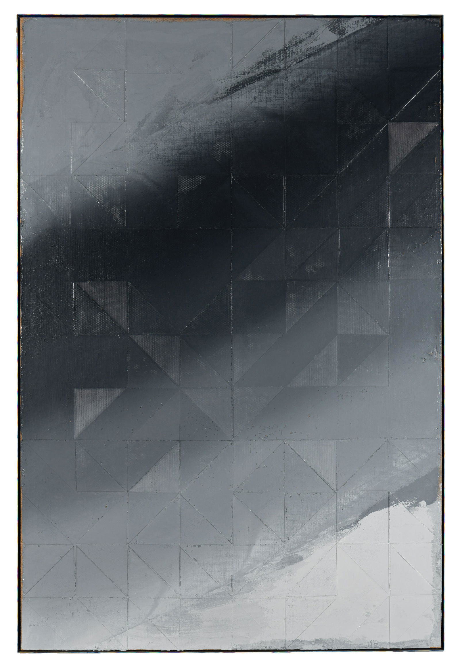 Mark Hagen (American, b. 1972) To Be Titled (Gradient Paint #35), 2014: Mark Hagen (American, b. 1972) To Be Titled (Gradient Paint #35), 2014 acrylic on burlap laid to panel in a titanium frame anodized with Diet Coke and Coke Zero signed Mark Hagen and dated (verso) 97