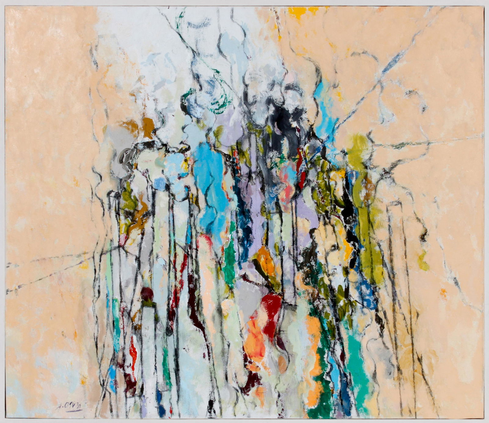 Arthur Osver (American, 1912-2006) Cluster, 1988-89: Arthur Osver (American, 1912-2006) Cluster, 1988-89 oil on canvas signed A. Osver (lower left); signed, titled and dated (verso) 40 x 46 inches. This lot is located in St. Louis. Property from the Col