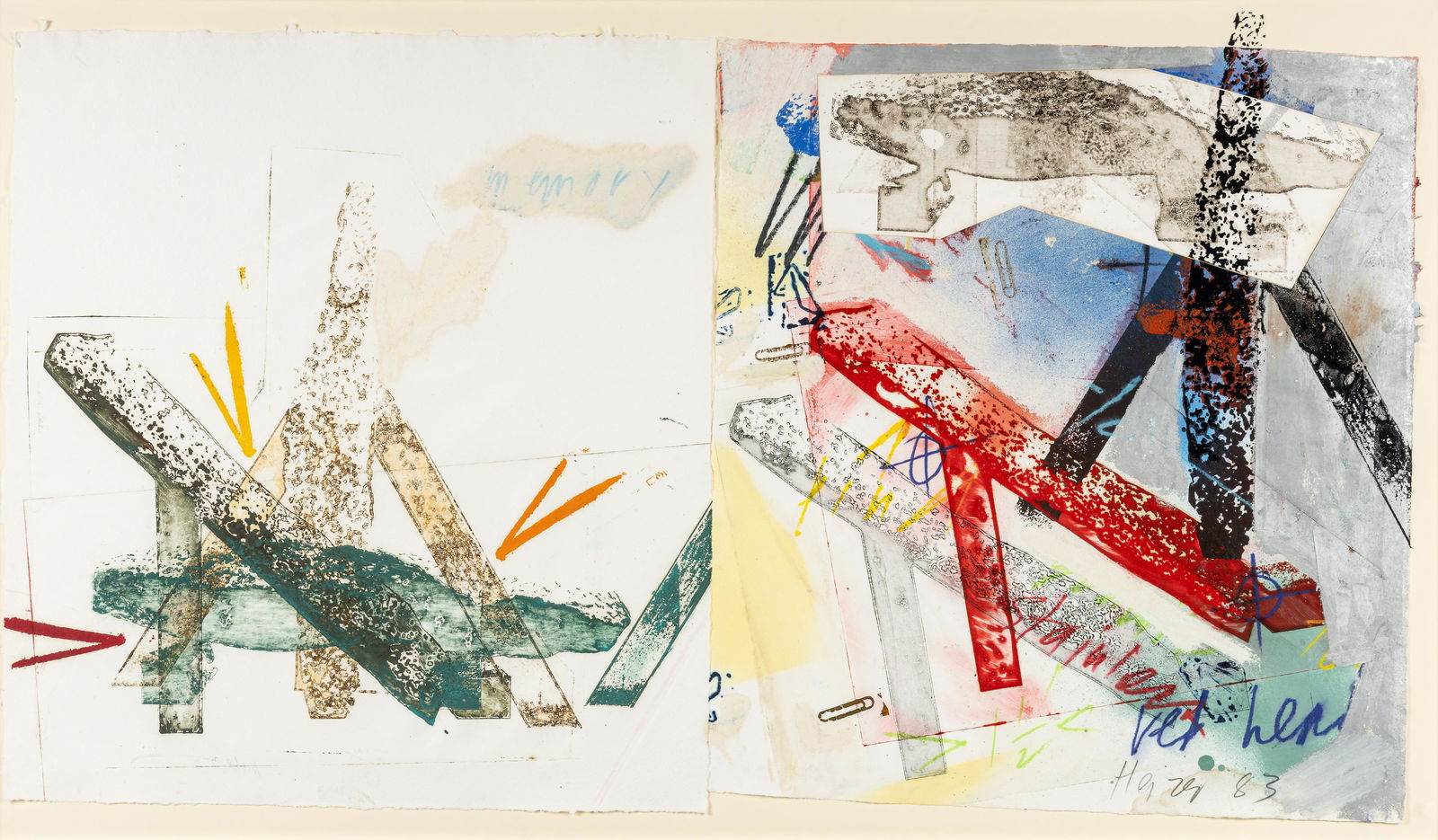 Michael Heizer (American, b. 1944) Untitled, 1983: Michael Heizer (American, b. 1944) Untitled, 1983 mixed media and collage on paper signed Heizer and dated (lower right) 25 1/2 x 45 inches. Provenance: Spellman Gallery, New York Sold: Rago Arts and