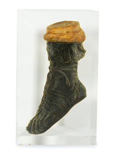 Andrei Molodkin (Russian, b. 1966) Kirkook 36&deg; API in the form of Alexander the Great's Foot,: Andrei Molodkin (Russian, b. 1966) Kirkook 36Â° API in the form of Alexander the Great's Foot, 2004 cast acrylic and oil edition 2 of 3 17 3/4 x 10 1/2 x 7 3/8 inches. Provenance: Kashya Hildebrand