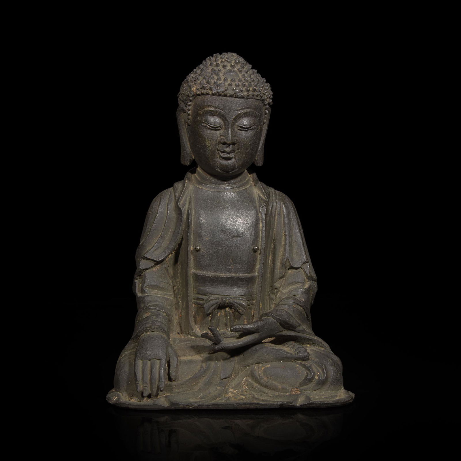 A Chinese bronze figure of a seated Buddha 銅佛造像一件 Ming (1 of 3)