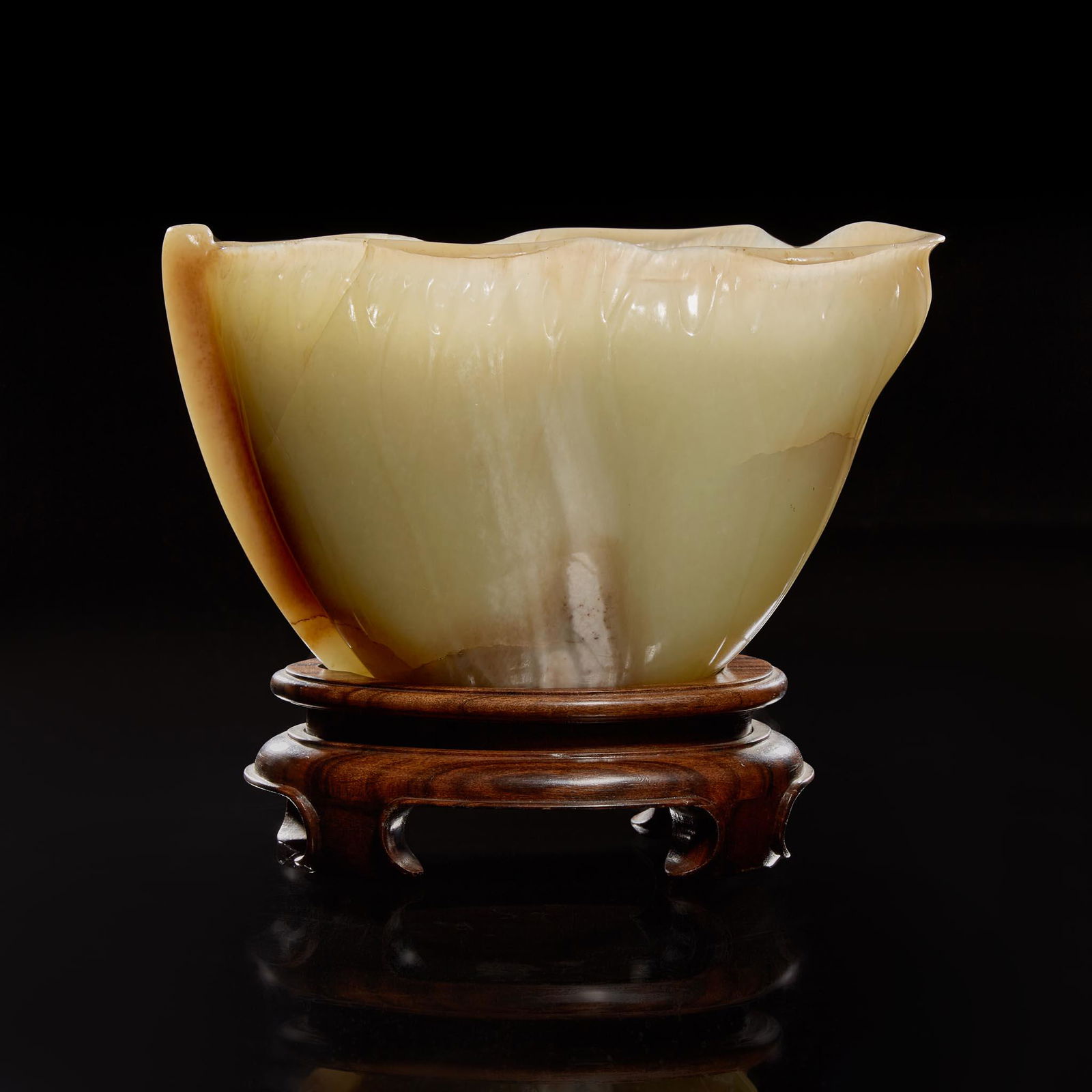 A Chinese carved celadon jade "Lotus" coupe 蓮葉玉杯 (1 of 4)