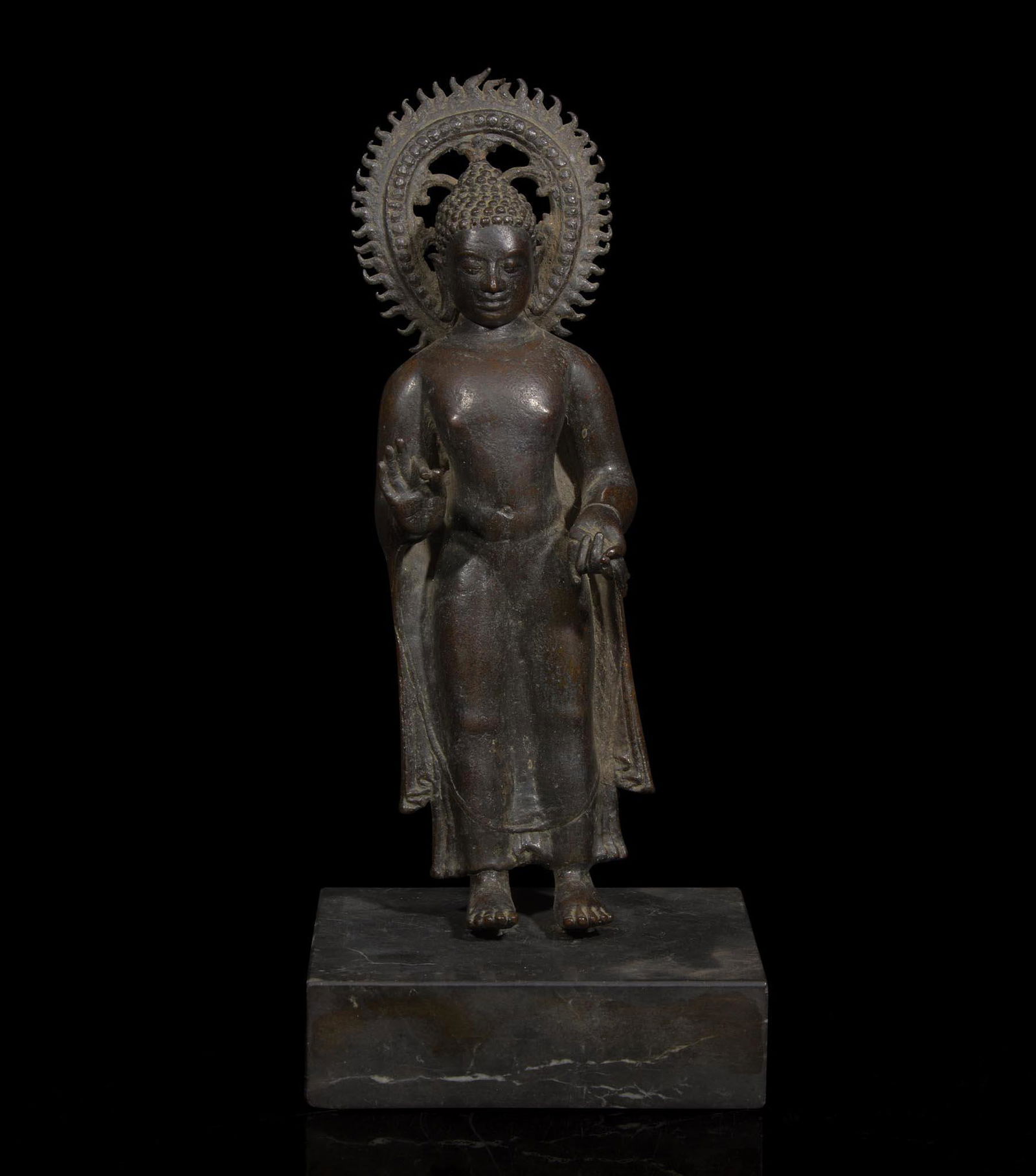 A patinated bronze figure of a standing Buddha 青銅佛造像 9th to 11th (1 of 4)