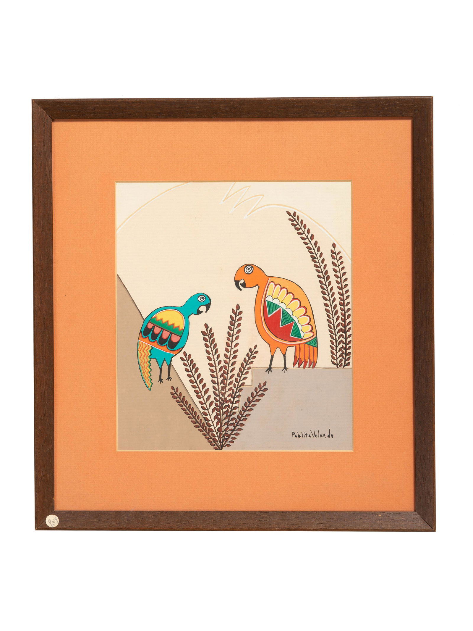 Pablita Velarde (Santa Clara, 1918-2006) untitled, parrots (1 of 3)