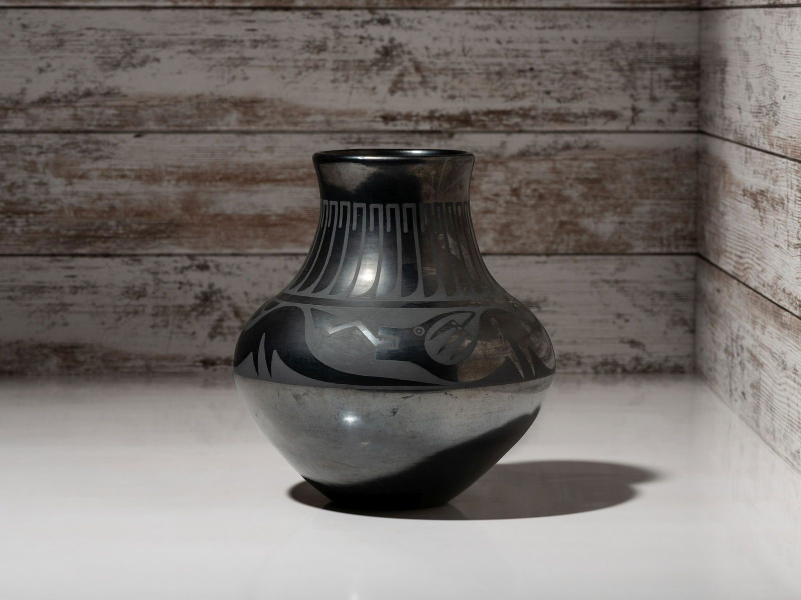 Maria Martinez and Popovi Da (San Ildefonso, 1887-1980 / 1923-1971) Blackware Pottery Jar, with (1 of 6)