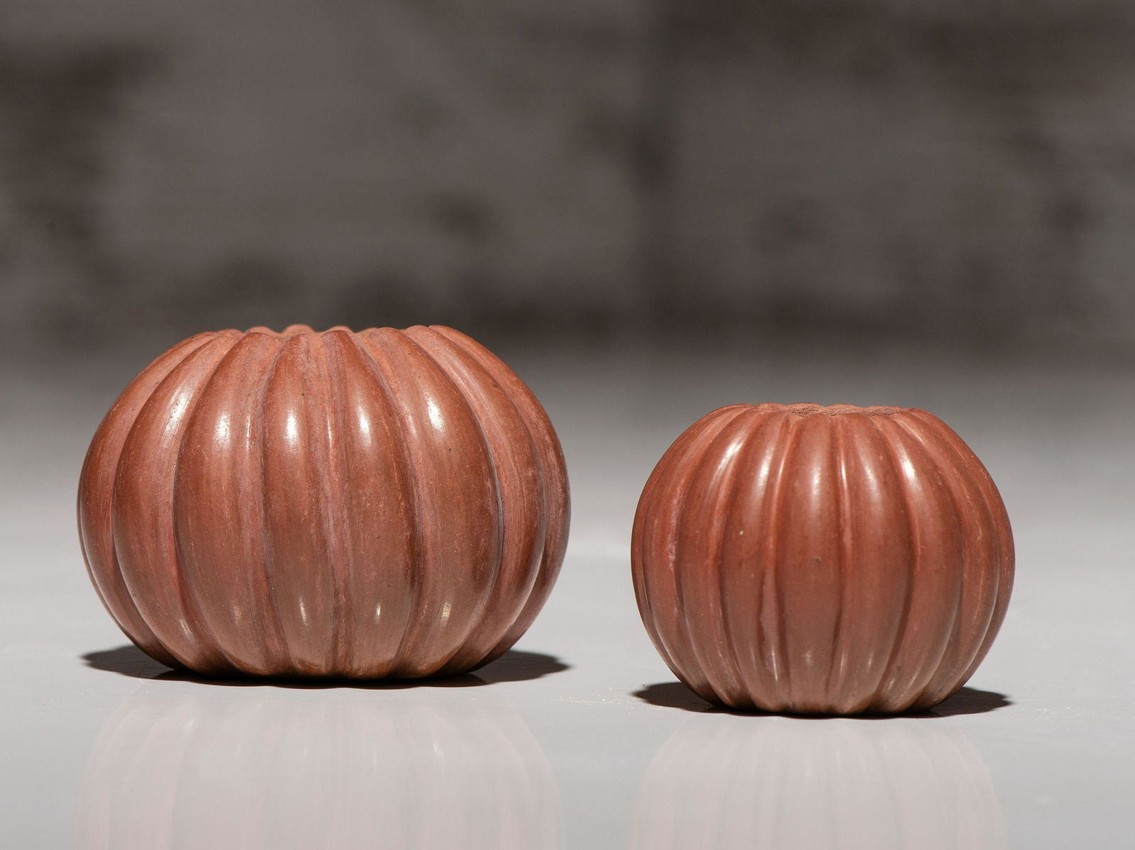 Helen Shupla (Santa Clara, 1928-1985) Miniature Redware Pottery Melon Jars (1 of 4)
