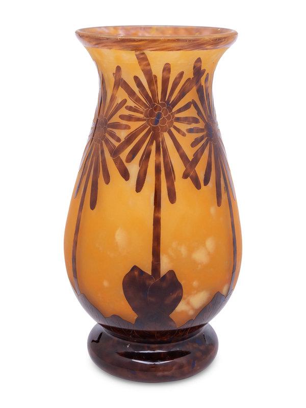 A Le Verre Français Charder Cameo Glass Vase: A Le Verre Français Charder Cameo Glass Vase Early 20th Century the body signed Charder, the foot inscribed Le Verre Français.Height 15 inches. Thi