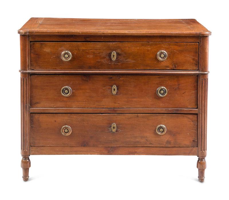 A Louis XVI Style Walnut Commode: A Louis XVI Style Walnut Commode 19th Century Height 31 1/4 x width 39 x depth 22 inches. This lot is located in Chicago. Condition Condition reports are availab