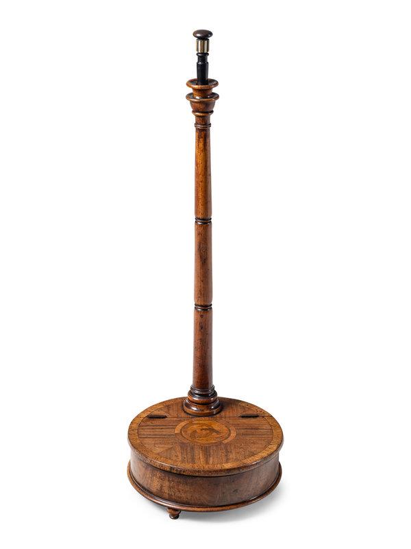 An English Mahogany Mechanical Spittoon: An English Mahogany Mechanical Spittoon Circa 1800 Height 31 inches. This lot is located in Chicago. Property from a Private Collection, Arlington, Virginia Condition