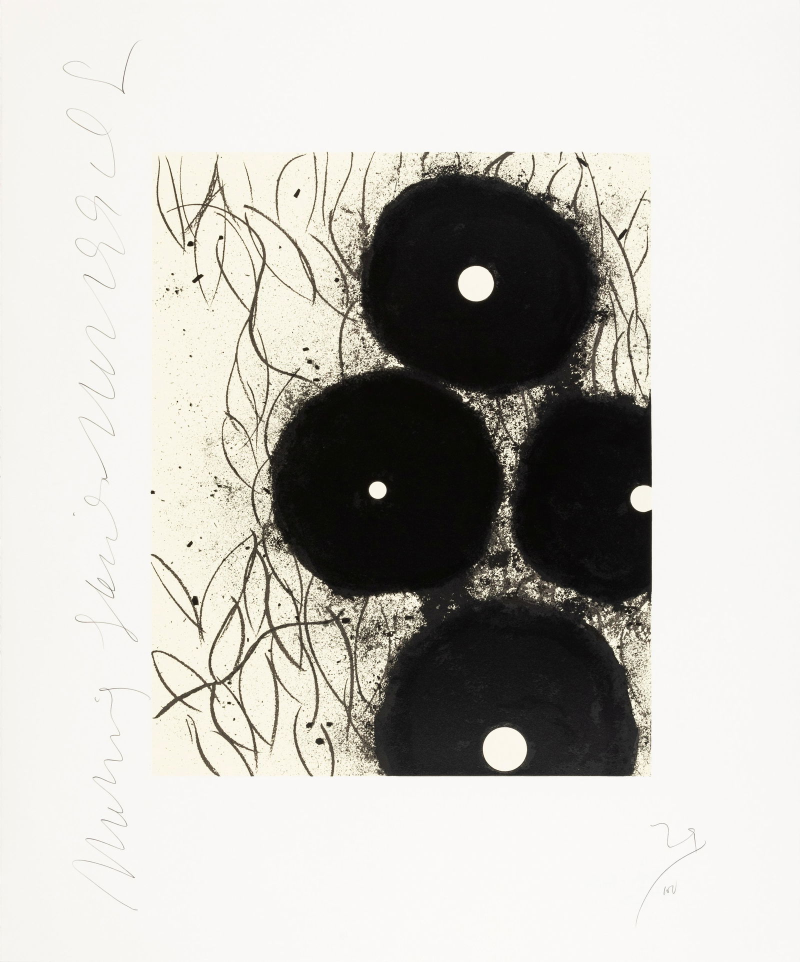 Donald Sultan (American, b. 1951) Morning Glories Nov. 1991: Donald Sultan (American, b. 1951) Morning Glories Nov. 1991 screenprint titled, dated, and numbered 29/100 in pencil 17 1/2 x 14 inches. Property from the Modern Art Museum of Fort Worth, Texas