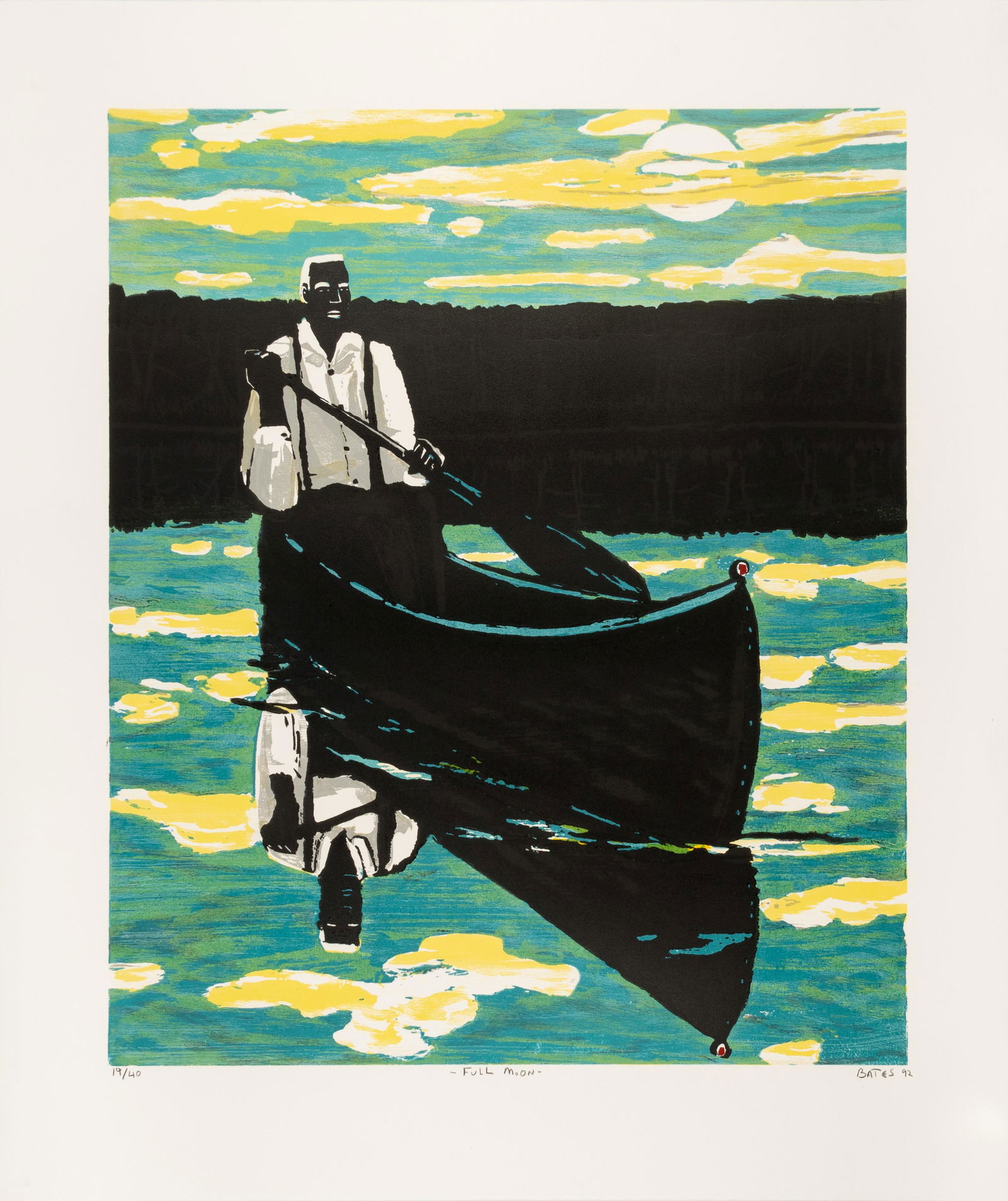 David Bates (American, b. 1952) Full Moon, 1992: David Bates (American, b. 1952) Full Moon, 1992 woodblock signed, titled, dated, and numbered 19/40 in pencil 36 x 30 inches. Property from the Modern Art Museum of Fort Worth, Texas