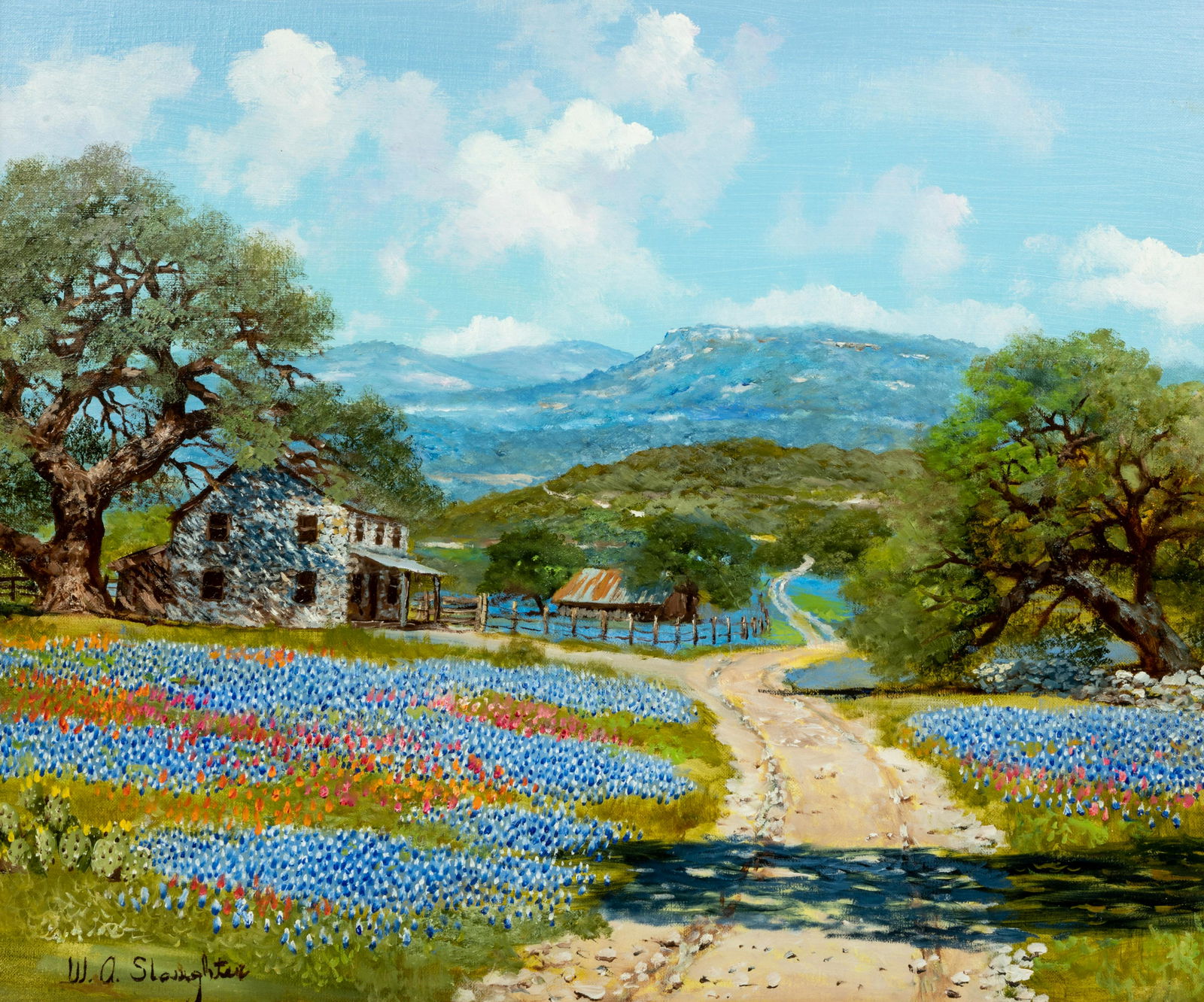 William Slaughter (American, 1923-2003) Long Country Road: William Slaughter (American, 1923-2003) Long Country Road oil on canvas signed W.A. Slaughter (lower left) 20 x 24 inches Property from the Estate of Harry M. Cornell, Jr.