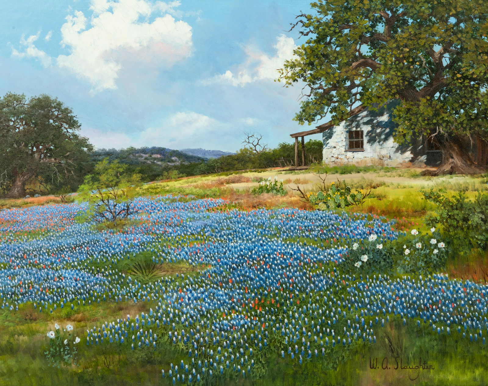 William Slaughter (American, 1923-2003) Barn and Bluebonnets (1 of 5)