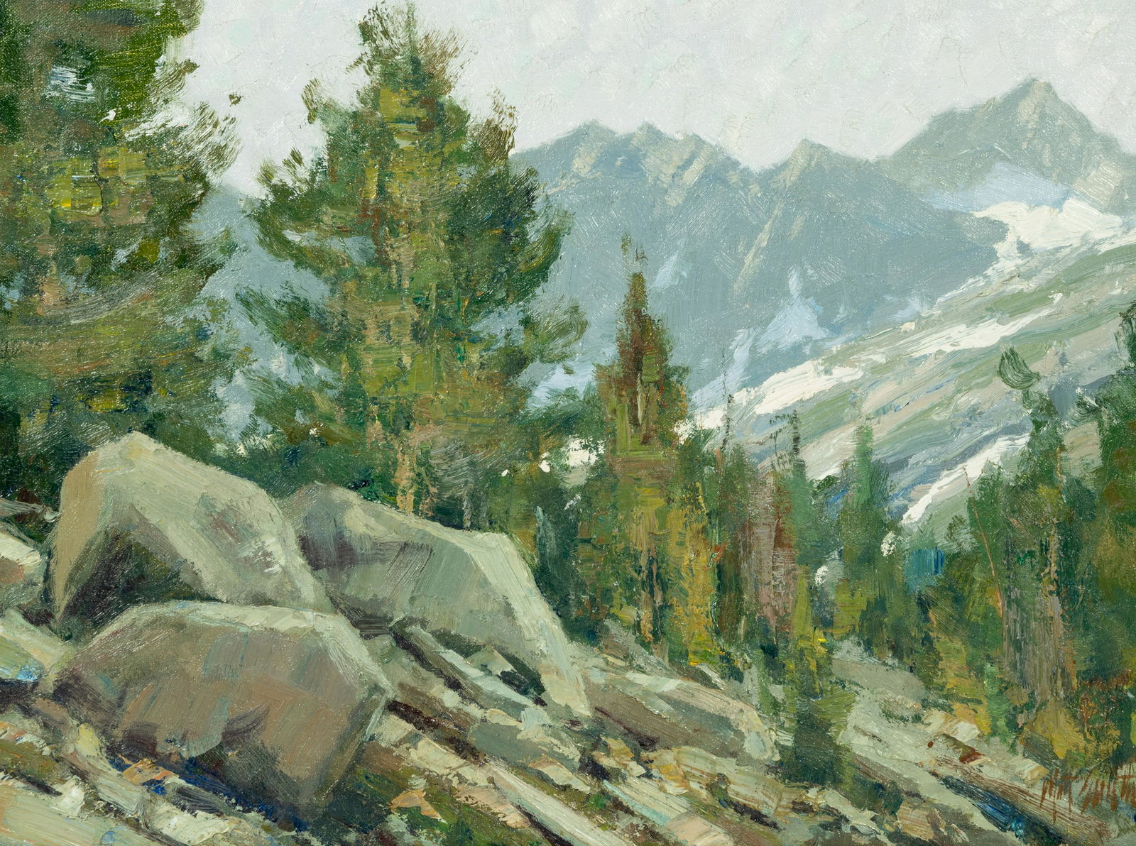 Matt Smith (American, b. 1960) Sierra Pass, 1998: Matt Smith (American, b. 1960) Sierra Pass, 1998 oil on board signed Matt Smith (lower right) 12 x 16 inches Property from the Collection of Hope Connors