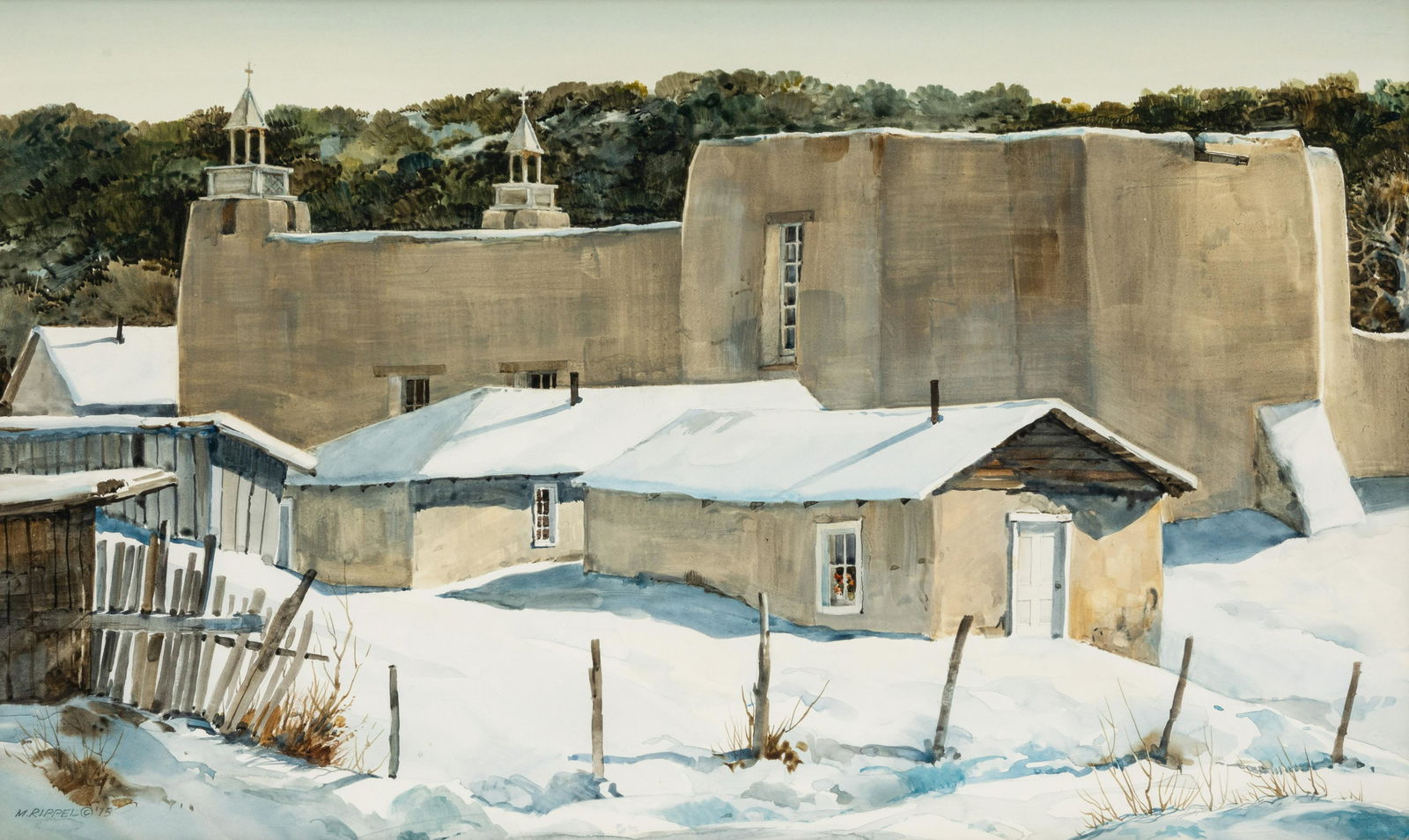 Morris Rippel (American, 1930-2009) Trampas Valley, 1975: Morris Rippel (American, 1930-2009) Trampas Valley, 1975 watercolor signed M. Rippel and dated (lower left) 13 1/2 x 22 inches