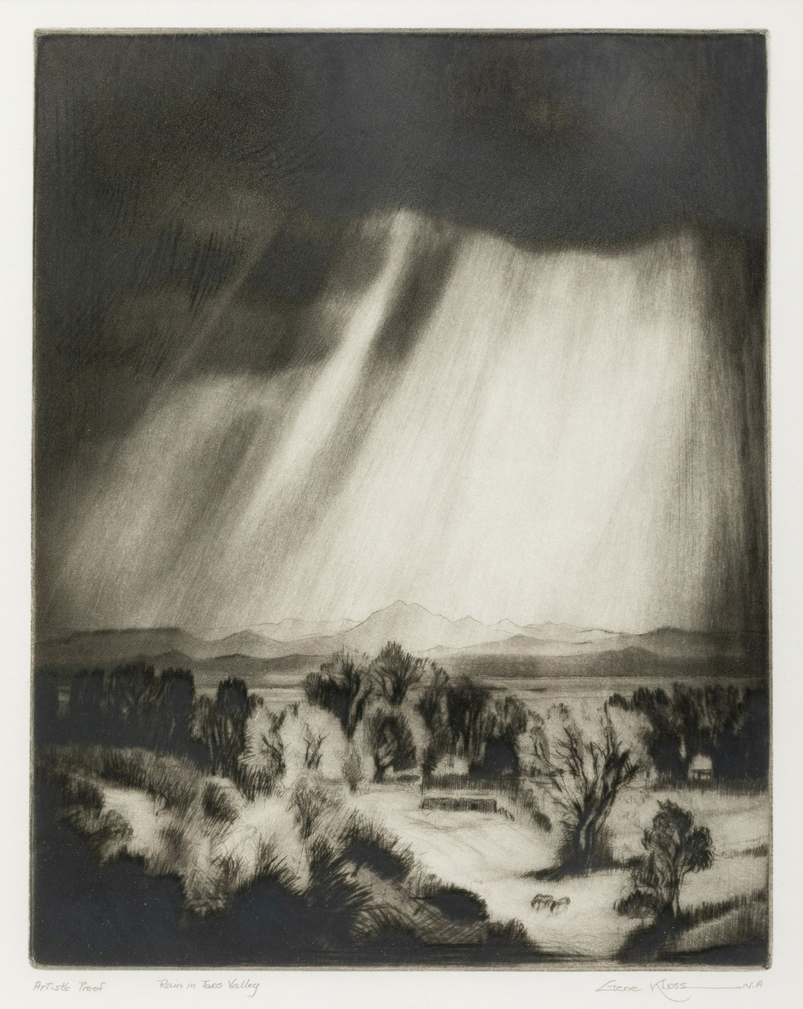 Gene Kloss (American, 1903-1996) Rain in Taos Valley, Artist's Proof (1 of 6)