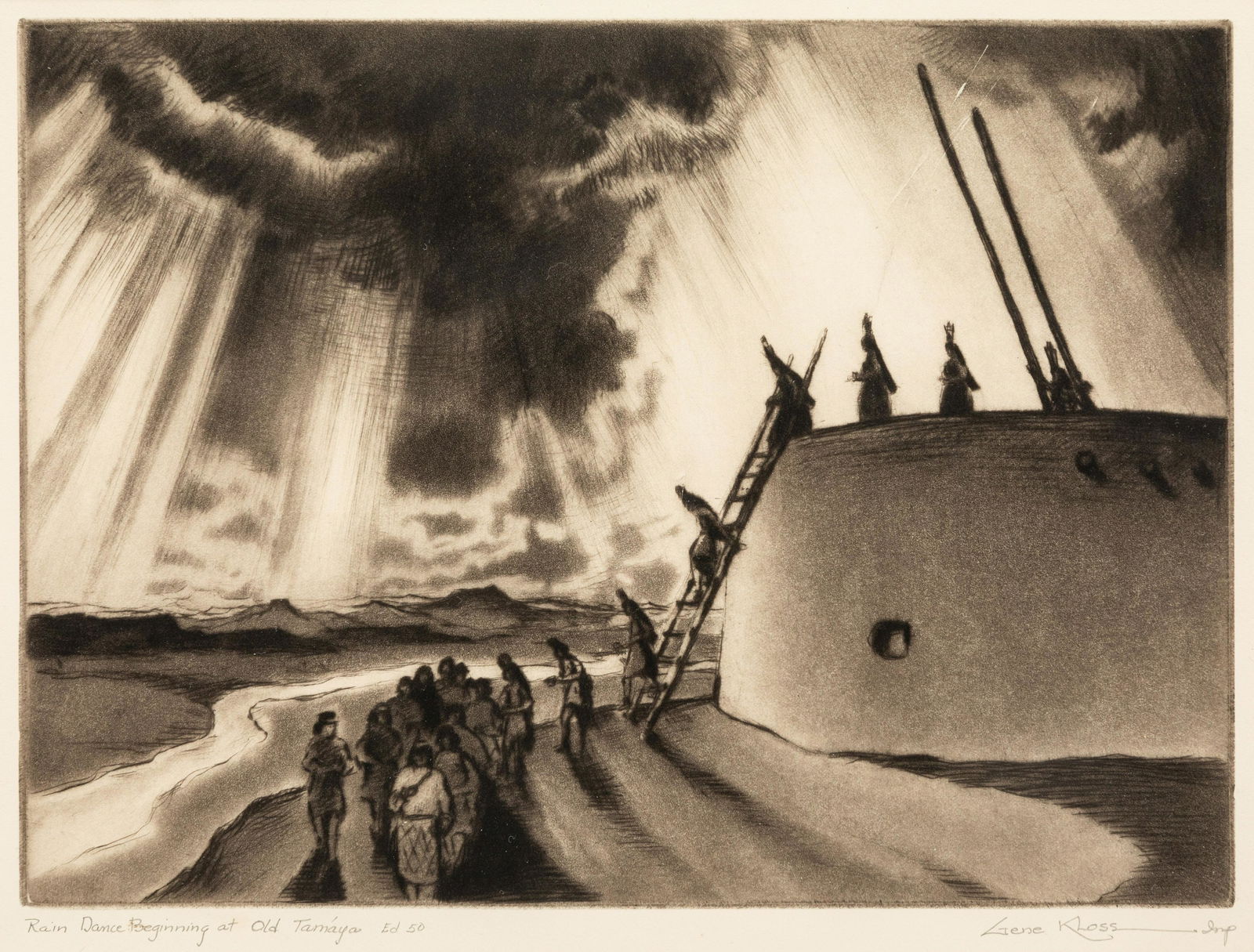 Gene Kloss (American, 1903-1996) Rain Dance Beginning at Old Tamaya, edition 50 (1 of 5)