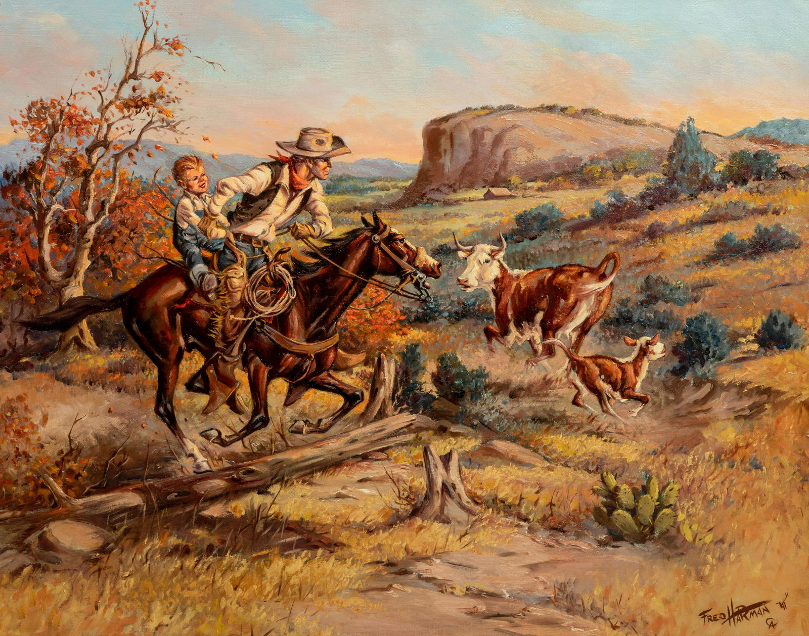 Fred Harman (American, 1902-1982) Hang on Son (1 of 5)