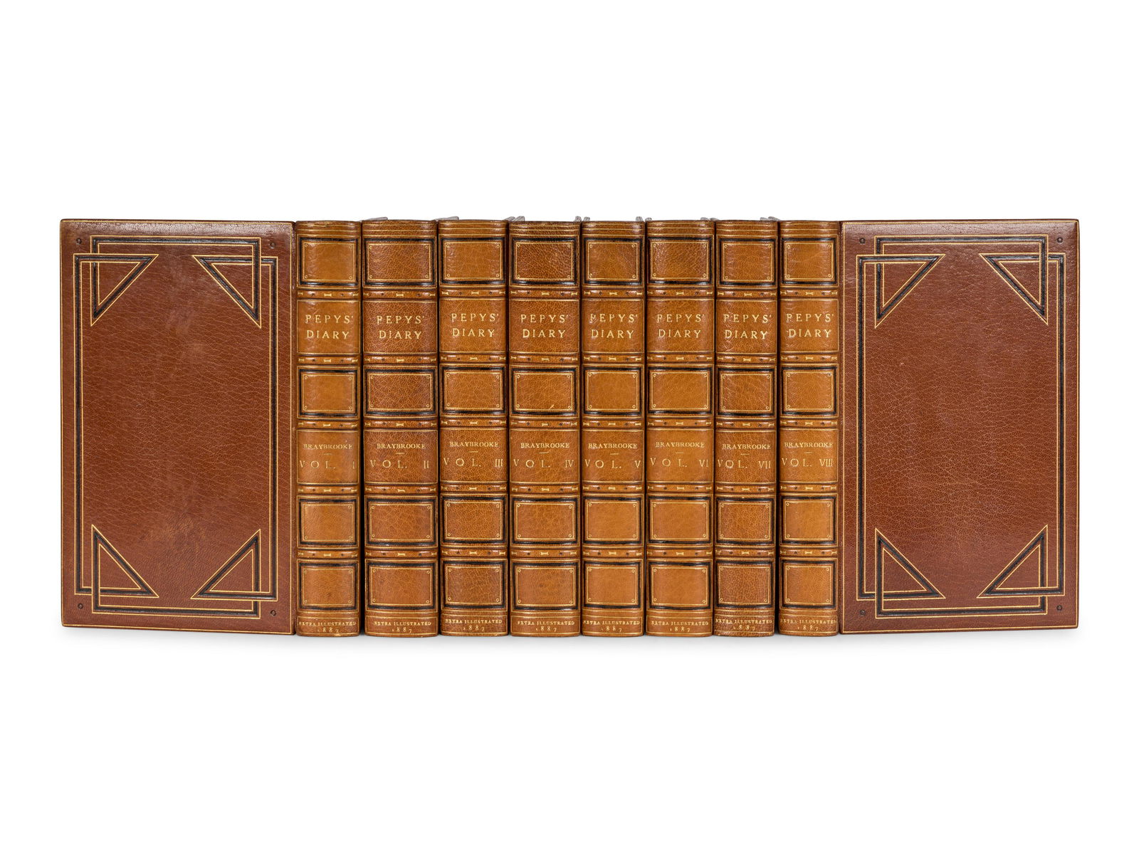 [BINDINGS]. PEPYS, Samuel. Diary and Correspondence of Samuel Pepys. L: John Bumpus, 1887. 8 (1 of 4)