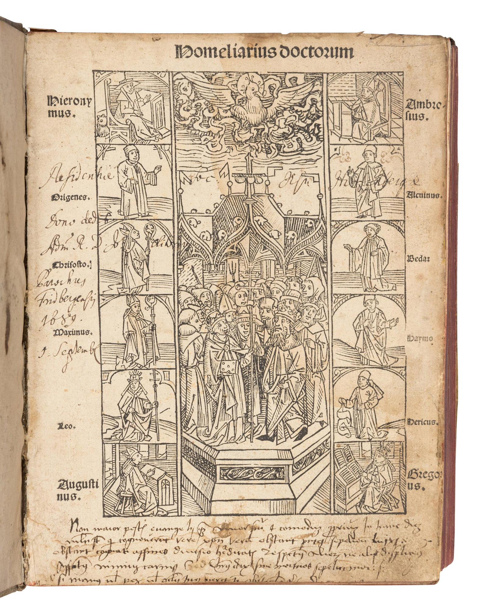DIACONUS, Paulus, compiler. Homiliarius doctorum de tempore et de sanctis a Paulo Diacono collectus.: DIACONUS, Paulus, compiler. Homiliarius doctorum de tempore et de sanctis a Paulo Diacono collectus. Nuremberg : Anton Koberger, 30 Sept. 1494. 2 parts in one volume, 4to (209 x 162 mm). Collation: a-