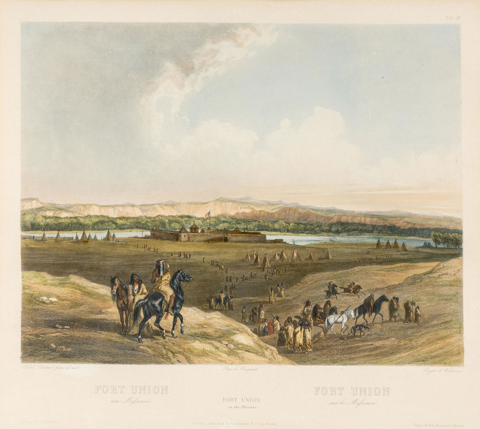 BODMER, Karl (1809-1893), artist. ACKERMAN & Co., publisher. Fort Union on the Missouri. (1 of 2)