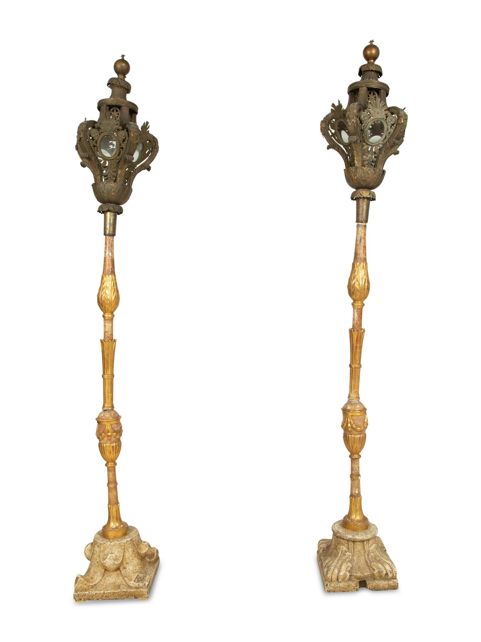 A Pair of Venetian Gilt Metal Hall Lanterns (1 of 4)