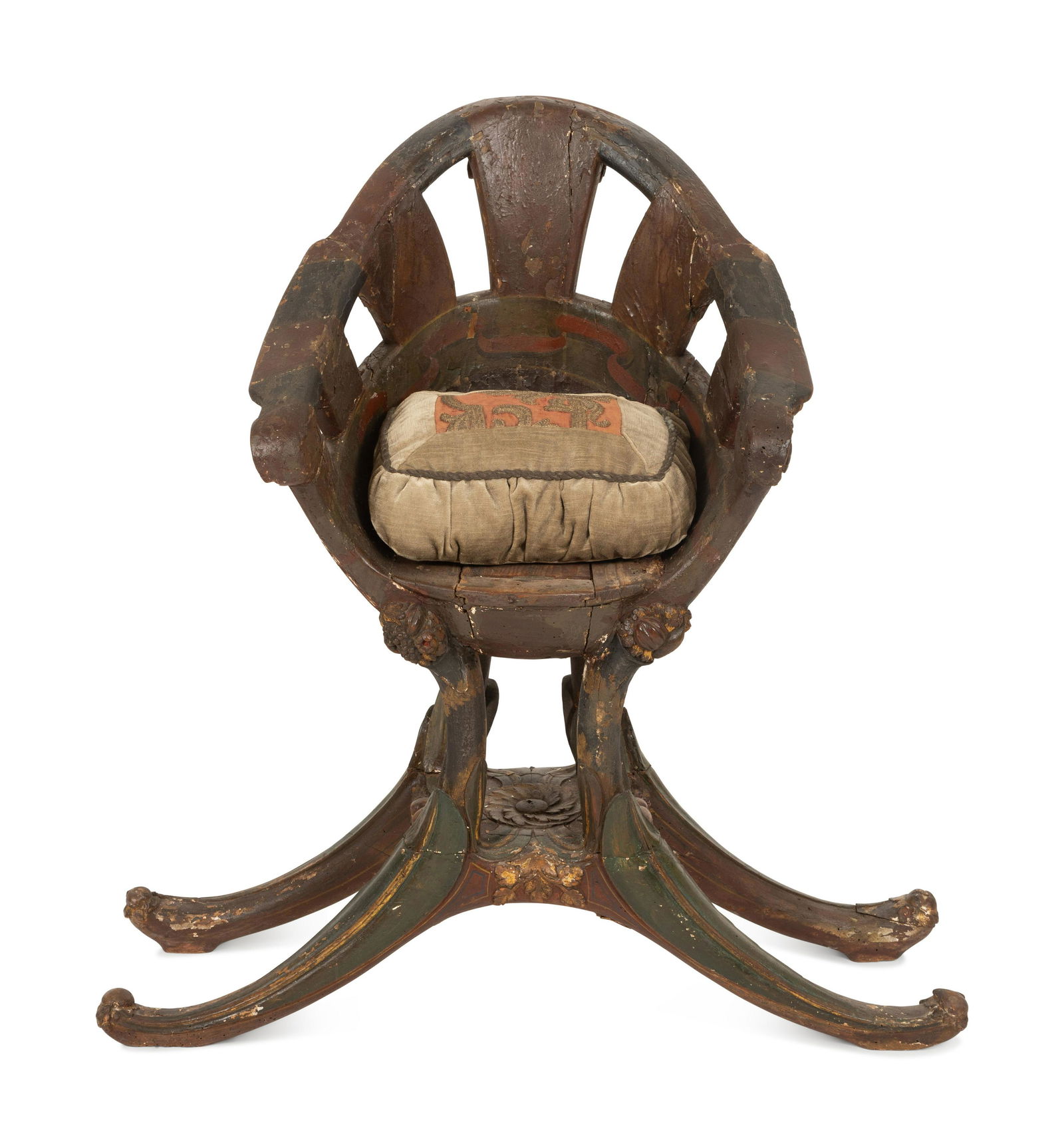A Venetian Painted and Parcel Gilt Gondola Chair (1 of 6)