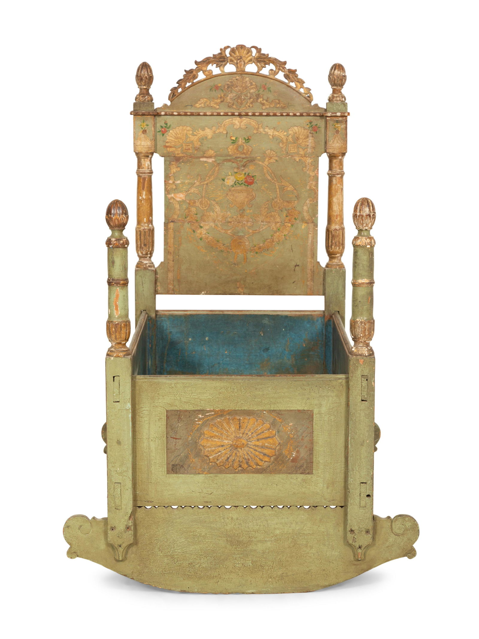 A Venetian Painted and Parcel Gilt Rocking Cradle (1 of 6)