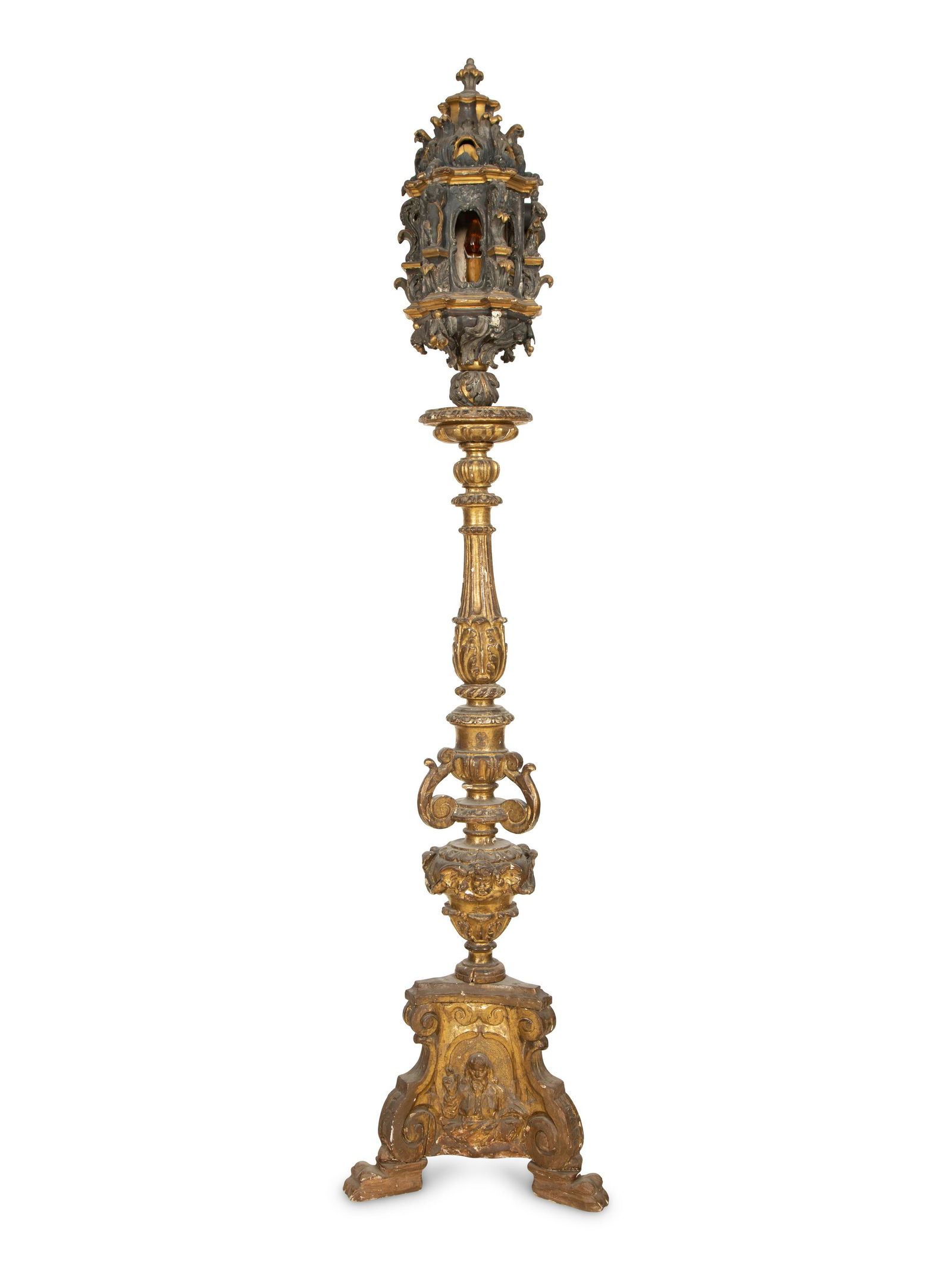 A Venetian Painted and Parcel Gilt Lantern on Stand (1 of 4)