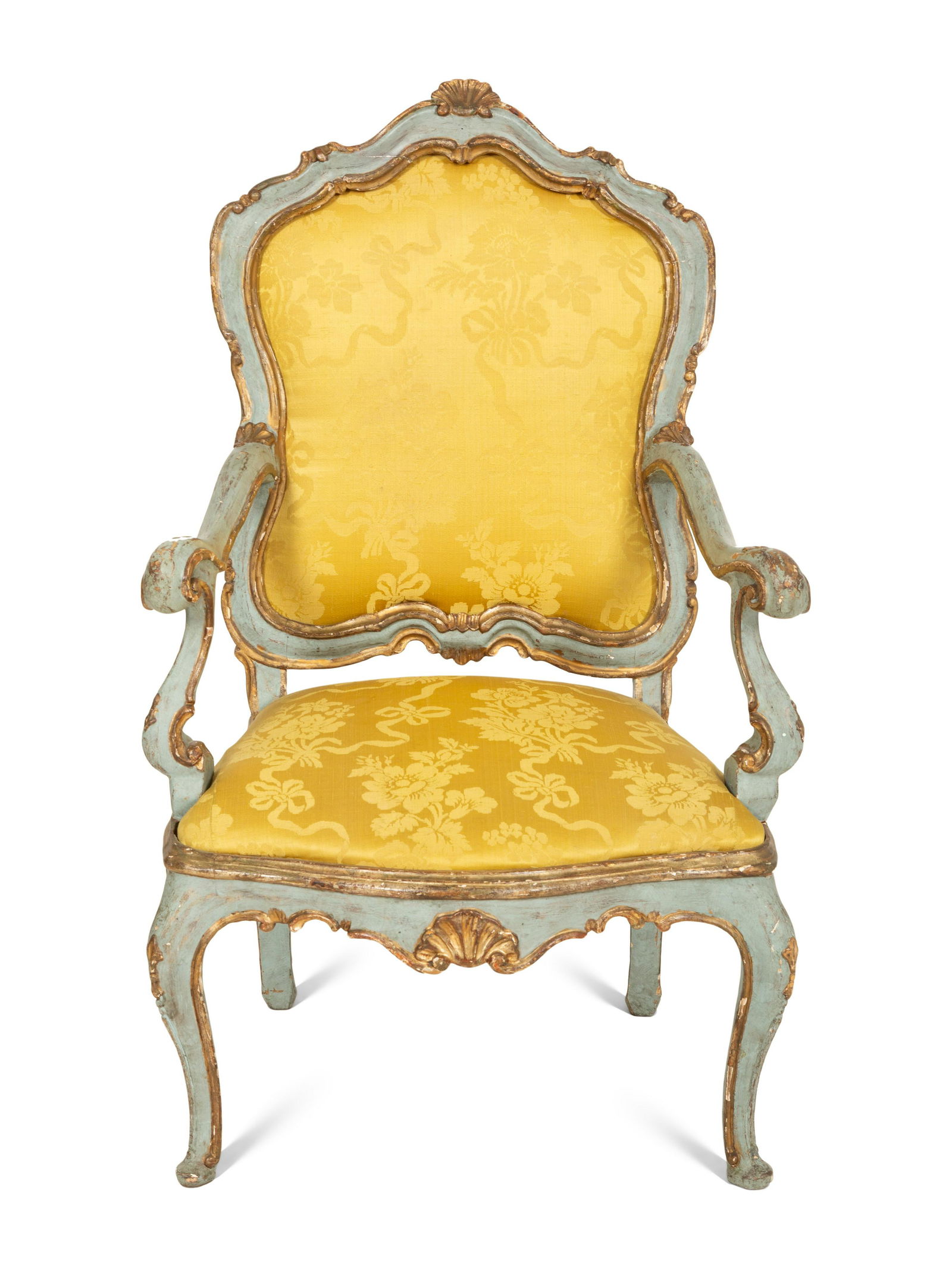 An Italian Rococo Painted and Parcel Gilt Open Armchair (1 of 6)