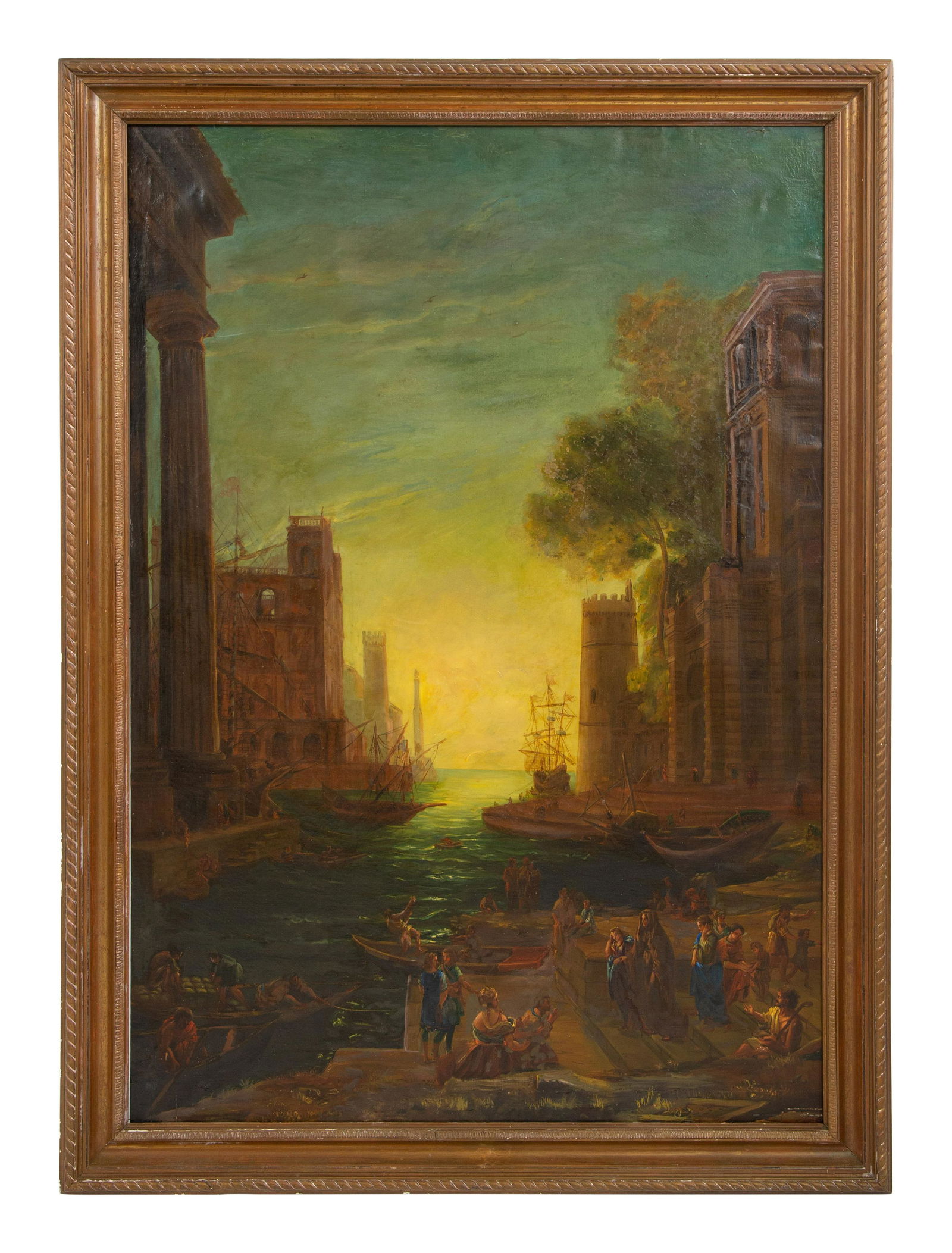 Artist Unknown (Continental, 19th Century)  Sailing Ships in Harbor by Castle Keep (1 of 4)