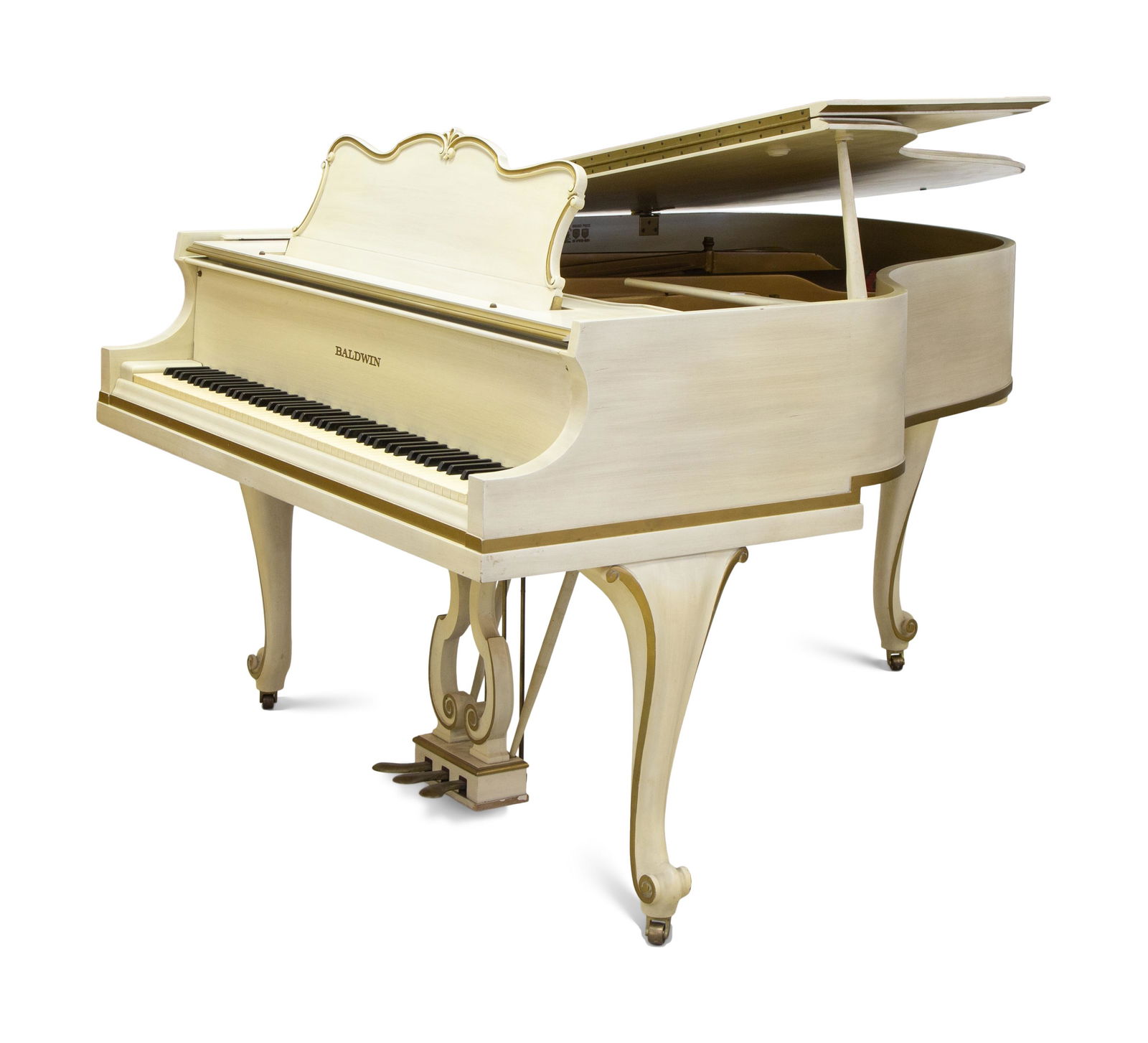 A Baldwin White Painted and Parcel Gilt Baby Grand Piano (1 of 4)